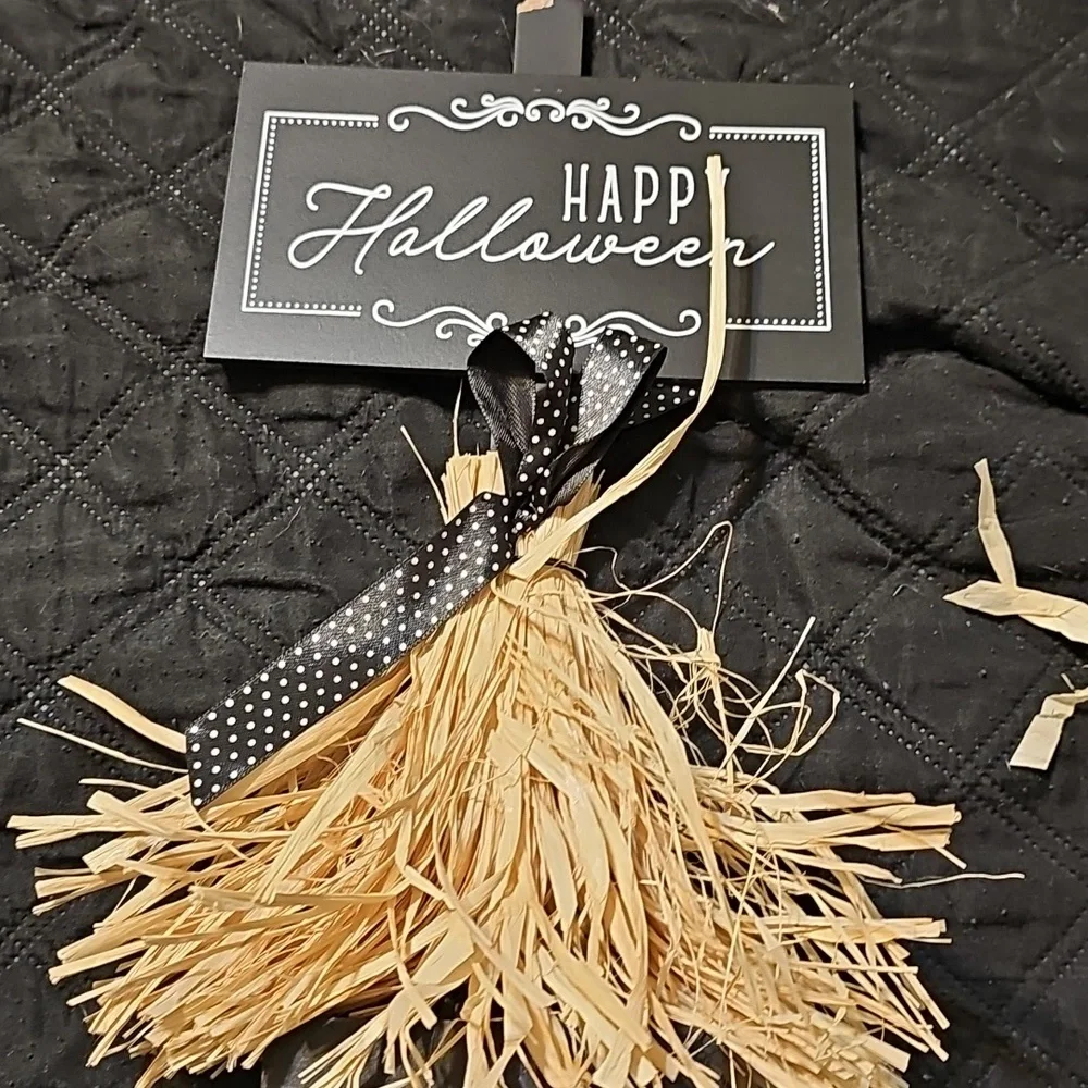 Nwt 2 Halloween Straw Broom Decorations